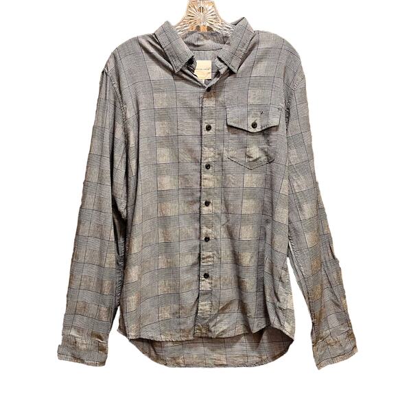 American Eagle  Button  Shirt Black Gray - Picture 1 of 10